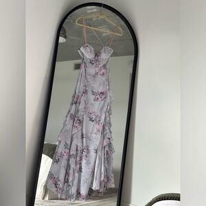 Fame & Partners Ruffle Long Gown